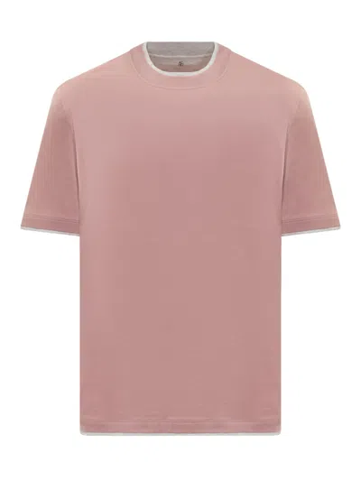 Brunello Cucinelli Layered Cotton-jersey T-shirt In Pink
