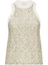 Brunello Cucinelli Stretch Cotton Jersey Top With Dazzling Net Embroidery In Gray