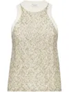 Brunello Cucinelli Stretch Cotton Jersey Top With Dazzling Net Embroidery In Gray