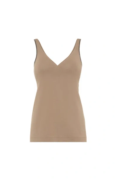 Brunello Cucinelli Jersey Top In Brown