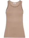 Brunello Cucinelli Cotton-blend Vest Top In Light Brown