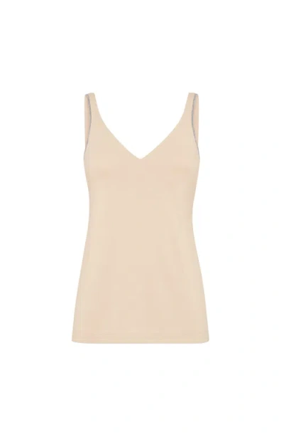 Brunello Cucinelli Jersey Top In Neutral