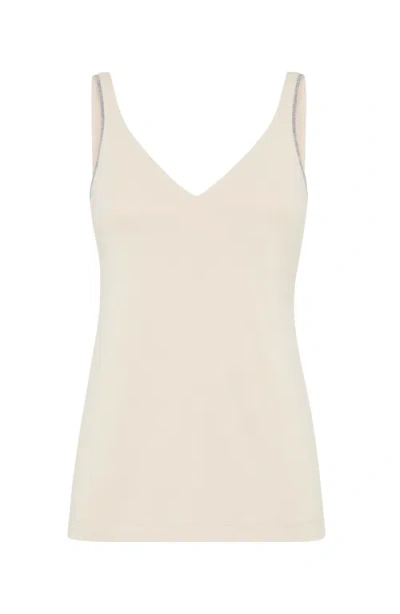 Brunello Cucinelli Jersey Top In Sand