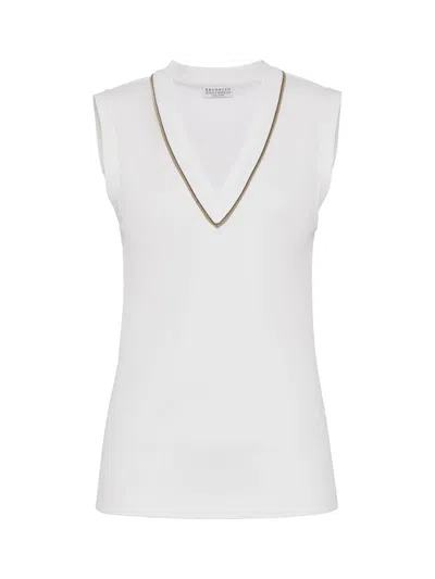 BRUNELLO CUCINELLI BRUNELLO CUCINELLI WOMEN JERSEY TOP WHITE