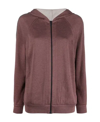 Brunello Cucinelli Jersey-knit Drawstring Zipped Hoodie In Brown