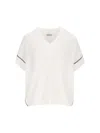 Brunello Cucinelli Women Precious Trim Cotton T-shirt In White