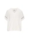 Brunello Cucinelli Women Precious Trim Cotton T-shirt In White