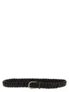 Brunello Cucinelli Belt With Jewel Buckle And Braided Design In Black