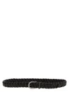 Brunello Cucinelli Belt With Jewel Buckle And Braided Design In Black