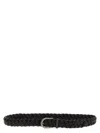 Brunello Cucinelli Belt With Jewel Buckle And Braided Design In Black