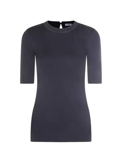 Brunello Cucinelli Monili-trim Short-sleeve T-shirt In Black