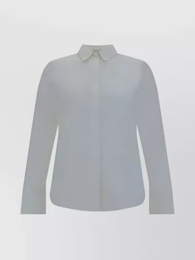 Brunello Cucinelli Jewel-embellished Cotton Poplin Shirt In White