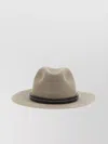 Brunello Cucinelli Fedora Hat With Tubular Leather Band And Monile Detail