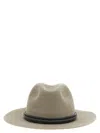 Brunello Cucinelli Fedora Hat With Tubular Leather Band And Monile Detail In Neutral