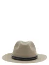Brunello Cucinelli Fedora Hat With Tubular Leather Band And Monile Detail In Neutral