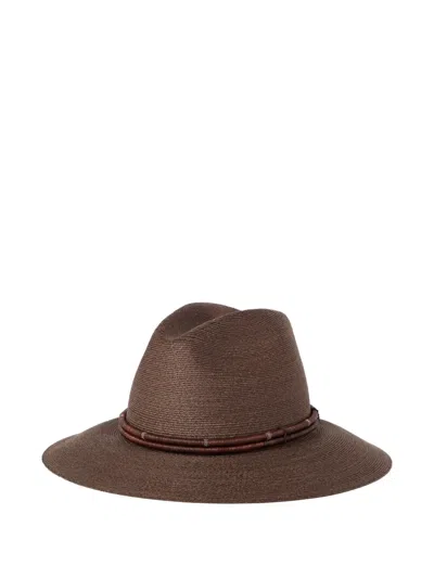 Brunello Cucinelli Jewel-piece Hat In Brown