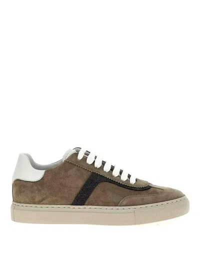 Brunello Cucinelli Suede Calf Sneakers In Grey In Gray