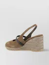 Brunello Cucinelli Jeweled Buckle Espadrille Wedge Sandals
