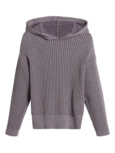 Brunello Cucinelli Kids' Jnitted Hoodie In Purple