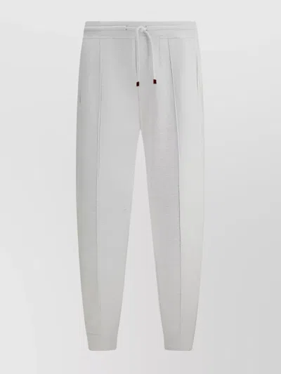 Brunello Cucinelli Jogger Style Cotton Sweatpants Pockets In White