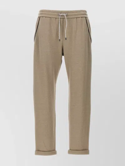 Brunello Cucinelli Joggers Elastic Waistband Rolled Cuffs In Neutral