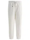 Brunello Cucinelli Cotton Corduroy Drawstring Trousers In White