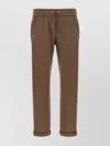 Brunello Cucinelli Cotton-silk Blend Joggers With Side Monile Detail In Brown