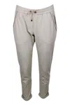 Brunello Cucinelli Jogging Trousers With Drawstring Waist In Stretch Cotton With Welt Pockets Embellished With Jewels In Beige