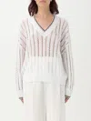 Brunello Cucinelli Perforated Linen Sweater With Sequins In White