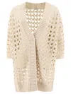 Brunello Cucinelli Juta And Cotton Mesh Cardigan In Neutral