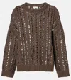 Brunello Cucinelli Jute And Cotton-blend Sweater In Braun