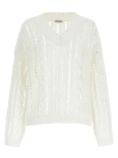 Brunello Cucinelli Jute And Cotton Thread Crochet Sweater
