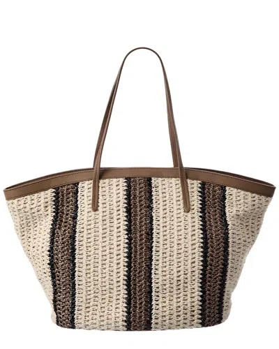 Brunello Cucinelli Jute & Leather Tote In Brown