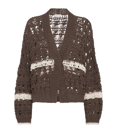 Brunello Cucinelli Jute-cotton Crochet Net Cardigan