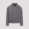 Brunello Cucinelli Suede Jacket Collared Design Elasticated Hem Pockets In Gray