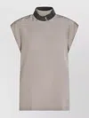 Brunello Cucinelli Keyhole Back Cap Sleeved Top In Gray