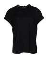 Brunello Cucinelli Short-sleeved T-shirt With Rolled Sleeves And Keyhole Detail In Black