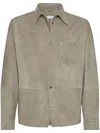 Brunello Cucinelli Khaki Coat With Classic Collar In Gray