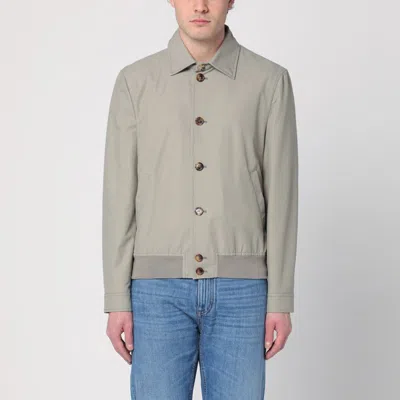 BRUNELLO CUCINELLI BRUNELLO CUCINELLI  KHAKI GREEN BOMBER JACKET IN COTTON BLEND