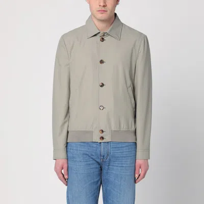 Brunello Cucinelli Khaki Green Bomber Jacket In Cotton Blend In Orange