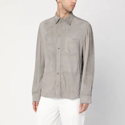 Brunello Cucinelli Leather Shirt With Chest Pocket And Long Sleeves In Multi