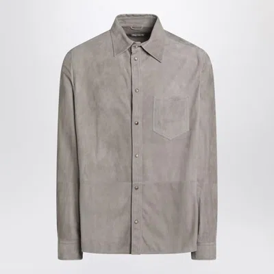 Brunello Cucinelli Khaki Leather Shirt Men In Cream