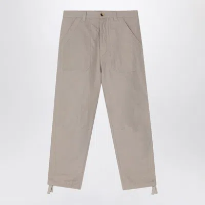 Brunello Cucinelli Khaki Linen-cotton Blend Trousers Men In Cream