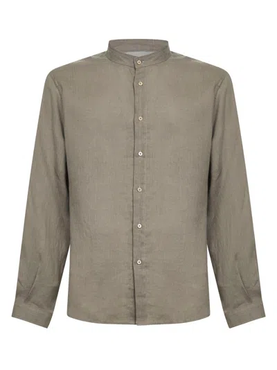 Brunello Cucinelli Khaki Linen Easy Fit Shirt In Brown