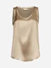 Brunello Cucinelli Khaki Satin Reversible Top