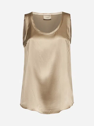 BRUNELLO CUCINELLI KHAKI SATIN REVERSIBLE TOP
