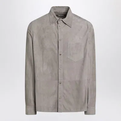 Brunello Cucinelli Leather Shirt With Chest Pocket And Long Sleeves In Multi