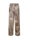 Brunello Cucinelli Elegant Silk Trousers With Stamped Floral Design In Brown