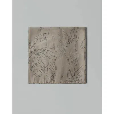 Brunello Cucinelli Khaki Silk Floral Neck Wrap In ["beige"]