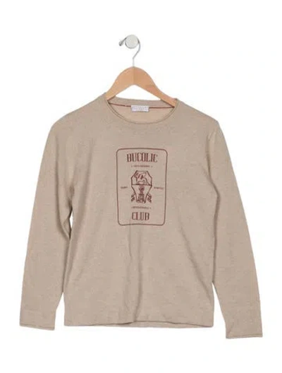 Pre-owned Brunello Cucinelli Kids Boys Cashmere Long Sleeve Sweater W/tags In Neutrals